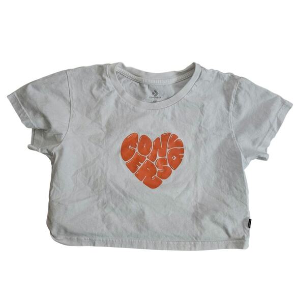 Converse Girls Cropped Graphic Love T-Shirt Size Large - Picture 3 of 5